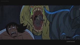 Genndy Tartakovskys Primal  Spear and Fang Chased by the Mad Sauropod  Part 2 [upl. by Essa]