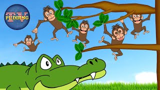 Five Little Monkeys Teasing Mr Alligator  Childrens Songs amp Animation [upl. by Aicetel]