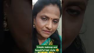 Simple makeup and beautiful hair style 😍 beautyparlour saree feathercut hairstyle [upl. by Charleton]