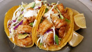 Baja Shrimp Tacos with Homemade Baja Sauce  EASY amp Delicious [upl. by Mcgray51]