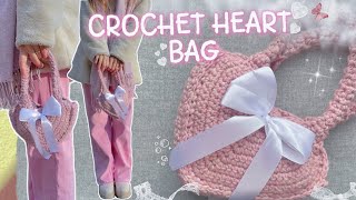 easy CROCHET heart BAG 💖 beginner friendly ✨ [upl. by Naraa]