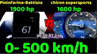 which one you will sped your money 0500 kmh Pininfarina Battista 1900 HP VS chiron 1600hpamazon [upl. by Cargian244]