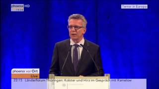 BKAHerbsttagung Thomas de Maizière zum internationalen Terrorismus am 18112015 [upl. by Artnoed]