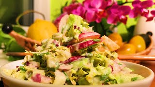 Chives Radish Tomato Frisée Salad with Garlic Cashew Dressing  Take 3 [upl. by Lois]