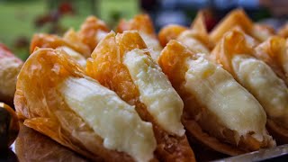 Τρίγωνα Πανοράματος με ΟΛΑ τα ΜΥΣΤΙΚΑ  Trigona Panoramatos  Cream Filled Phyllo Cones [upl. by Mark943]