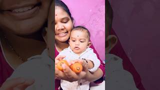 Aaru ki 1st time carrot 🥕 pure తిన్పిస్తున్నాను  7months baby food Carrot pure  Lillyliavlogs [upl. by Nerrat682]