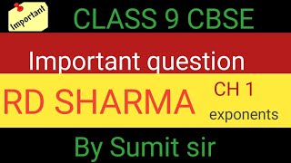 MOST IMORTANT QUESTION RD SHARMA CLASS 9 [upl. by Anahgem]