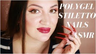 Red French Manicure Polygel Stiletto Nails ASMR [upl. by Hodgkinson]