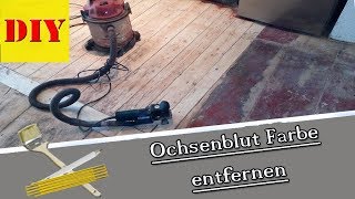 👉 Fussboden  Dielenboden schleifen I Ochsenblut Farbe  Ölfarbe Anstrich entfernen [upl. by Lenno]