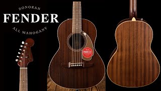 Fender Sonoran Mini All Mahogany Acoustic Guitar  Demo Test  California Series Parlour Acoustics [upl. by Novla]