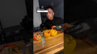 Stuffed peppers ASMR  Pimientos rellenos ASMR RafaASMR cooking usafood food miami [upl. by Etirugram]