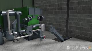 Rural Energy 1MW Waste Wood Boiler 3D installation video [upl. by Earissed]