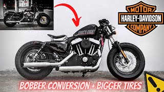 🏍️ Harley Davidson Forty Eight Sportster Build Under 9mins  Bobber Conversion [upl. by Molini]