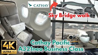 4K Cathay Pacific Airbus A321neo Business Class Hong Kong  Hanoi Review HK Airprot Sky bridge Walk [upl. by Sungam]