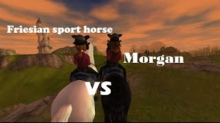 Friesian sport horse vs Morgan  Star Stable Online [upl. by Llerruj]