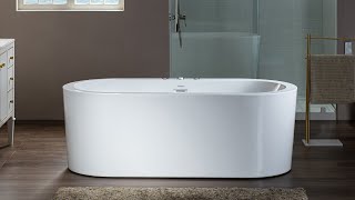 WOODBRIDGE BJ200 66quot Whirlpool Water Jetted and Air Bubble Freestanding Heated Soaking Bathtub [upl. by Maril205]