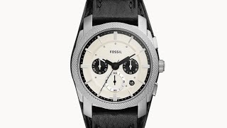 UNBOXING FOSSIL MACHINE CHRONOGRAPH BLACK ECO LEATHER WATCH FS5921 FOR MEN  42MM [upl. by Salakcin]