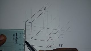 Como representar figura tridimensional em perspetiva axonométrica dimétrica📏📐 [upl. by Tish]