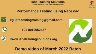 Performance Testing using NeoLoad by Naveen Kumar Demo Callwhatsapp us on 918019952427 to enroll [upl. by Eillat]