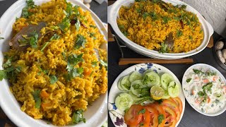 Vegetable rice in pressure cooker  Simple veg rice recipe  healthy vegetable rice and raita [upl. by Nylesoy]