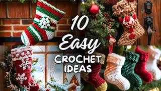 10 Crochet Christmas Stocking Ideas to Hang and Charm 🧶🎄 [upl. by Pauletta]