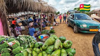 Rural market day in Assahoun village  Cheapest mass food market in Togo west Africa 🌍 [upl. by Orapma866]