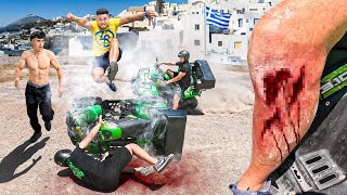 ACCIDENTE en SANTORINI con GERO ARIAS🤕 NOS PERSIGUEN PERROS  Parkour [upl. by Zetnas]