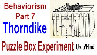 Thorndike Puzzle Box Experiment  Trial and Error Experiment  Behaviorism Part 7  UrduHindi [upl. by Esilram]