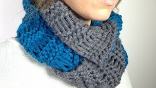 How to Loom Knit an Infinity Scarf in Elongated Stitch using a Round Loom DIY Tutorial [upl. by Nylkcaj]