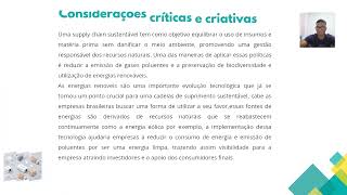 A IMPORTÂNCIA DE UMA CADEIA DE SUPRIMENTOS SUSTENTÁVEL E O USO DE ENERGIAS RENOVÁVEIS [upl. by Mascia]