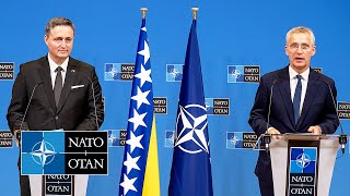 NATO Secretary General with the Chairman of the Presidency of 🇧🇦 Bosnia and Herzegovina 08 APR 2024 [upl. by Fabri]