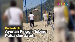 Momen Mengerikan Dua Wanita Hampir Jatuh dari Ayunan di Atas Tebing [upl. by Kassey904]