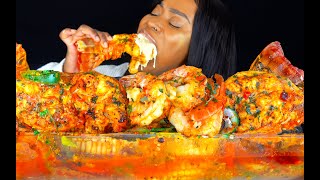 KING CRAB SEAFOOD BOIL MUKBANG  CHEESY ALFREDO SAUCE  LOBSTER DESHELLED SEAFOOD BOIL  ASMR EATING [upl. by Naillimxam]