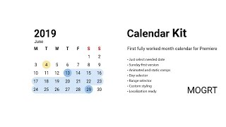 Calendar Kit Motion Graphics Templates [upl. by Eilrebmik792]