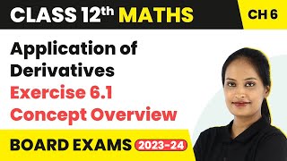 Application of Derivatives  Exercise 61 Concept Overview  Class 12 Maths Chapter 6  CBSEIITJEE [upl. by Shetrit]