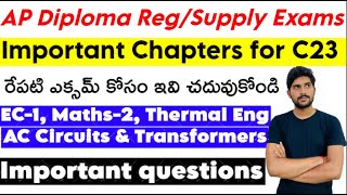 C23 Important Questions for Electronics1 Ac Circuits Thermal Engineering Maths2  diploma exams [upl. by Wulfe770]