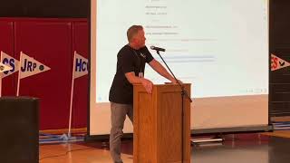 Director Matt Hixson addresses Hawkins teachers during annual Back to School faculty assembly [upl. by Vyse820]