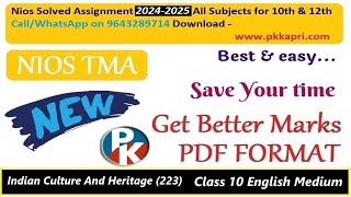 NIOS 223 Indian Culture And Heritage Solved Tma 202425  Indian C amp Heritage Nios Assignment Answer [upl. by Roane88]