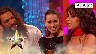 Camila Cabello hilarious fangirl moment over Emilia Clarke amp Jason Momoa  Graham Norton Show  BBC [upl. by Purdy]