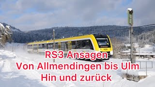 sweg RS3 ansagen AllmendingenUlm hin und zurück deutschebahn ansage sweg [upl. by Aremahs]