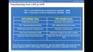 WHMIS 2015 How adoption affects your Labels and SDSs [upl. by Nonnaihr]