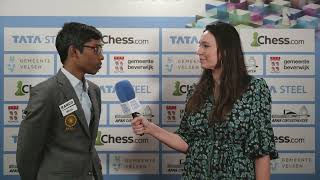 Praggnanandhaa wins convincingly against Ju Wenjun  Round 9 [upl. by Llenart]