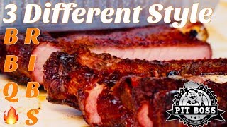 3 DIFFERENT STYLE BBQ RIBS DONE ON THE PIT BOSS PELLET SMOKERHOW TO COOK BBQ RIBS USING 321 METHOD [upl. by Elokkin398]