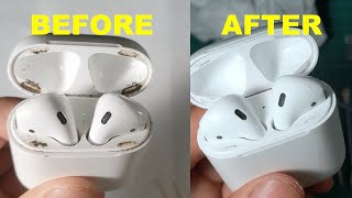 HOW TO CLEAN APPLE AIRPODS  MUST SEE BEFORE AFTER [upl. by Enyal608]