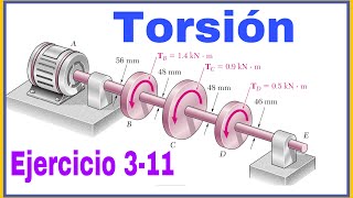 Resistencia de Materiales Torsión y esfuerzos cortantes ejercicio 311 Beer and Jhonston [upl. by Gunthar]