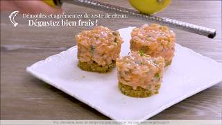 RECETTE  Tartare de saumon sur croustillant au parmesan [upl. by Ancel]