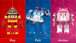 Robocar Poli Color Puzzle  Red Blue Pink  Colors For Kids [upl. by Goodrow]