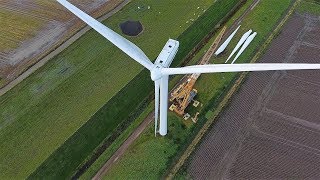 Wind turbines on the North Sea Vestas V80 Repowering V112 and Repower MM82 from the air [upl. by Heyer]