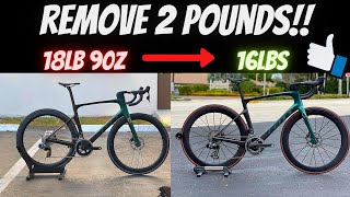 HOW TO REMOVE 2 POUNDS FROM YOUR BIKE 2022 SCOTT FOIL RC 20 REMOVING HEAVY PARTS [upl. by Joletta]