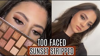 TOO FACED BORN THIS WAY SUNSET STRIPPED PALETTE REVIEW  TUTORIAL [upl. by Sueahccaz628]